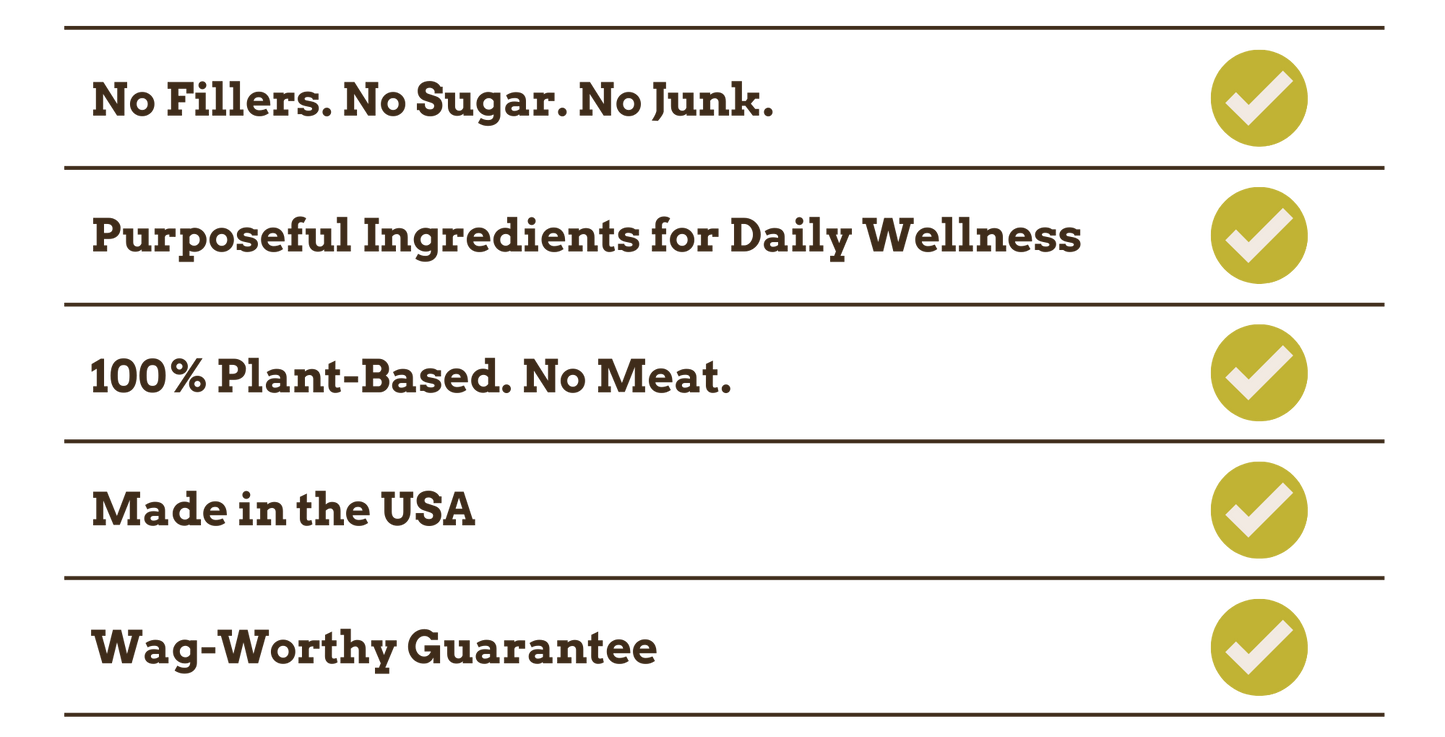 List of product features with green checkmarks on a white background