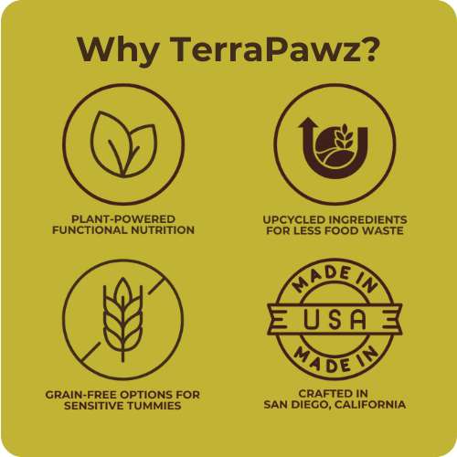 
                 
                   Why TerraPawz is different_plant powered_upcycled ingredients_grain-free options_made in USA
                 
               
