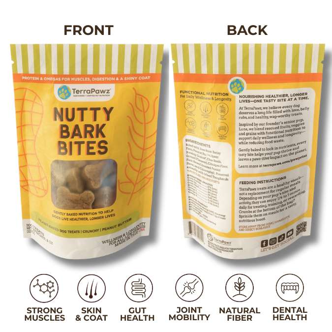 
                      
                        Nutty Bark Bites 2 - Pack | Lean Muscles & Healthy Coat - TerraPawz
                      
                    