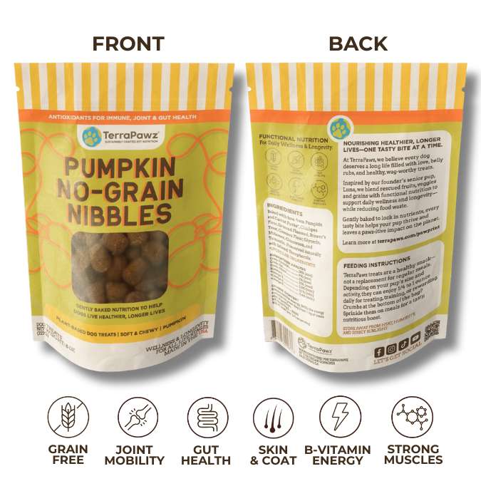 
                      
                        Pumpkin No - Grain Nibbles 2 - Pack | Joint Mobility & Gut Health - TerraPawz
                      
                    